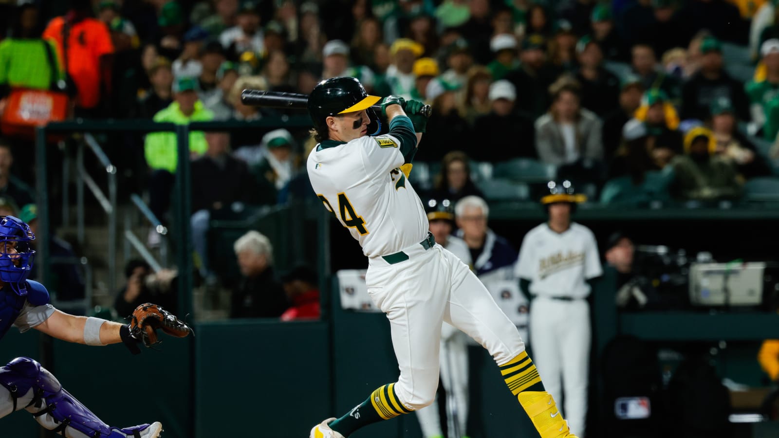 Athletics Jacob Wilson hits RBI ground out vs. Cubs in fourth inning during a 2025 series