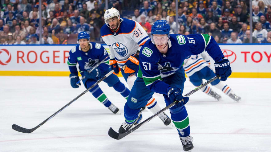 Canucks’ Myers back skating after scary looking injury