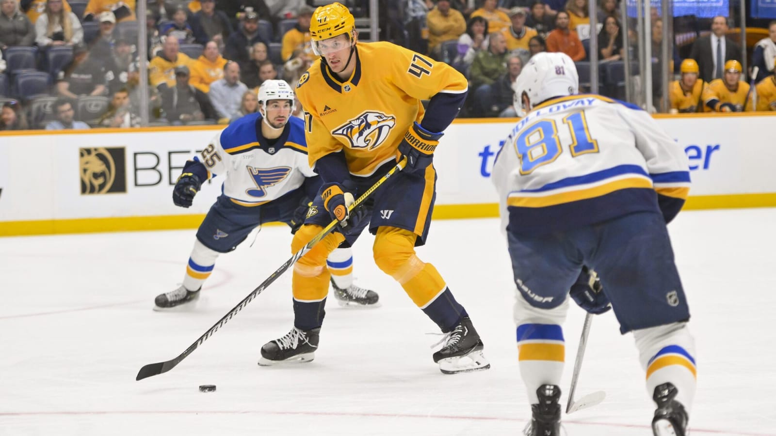 Predators’ Michael McCarron ejected following hit on Blues’ Pavel Buchnevich