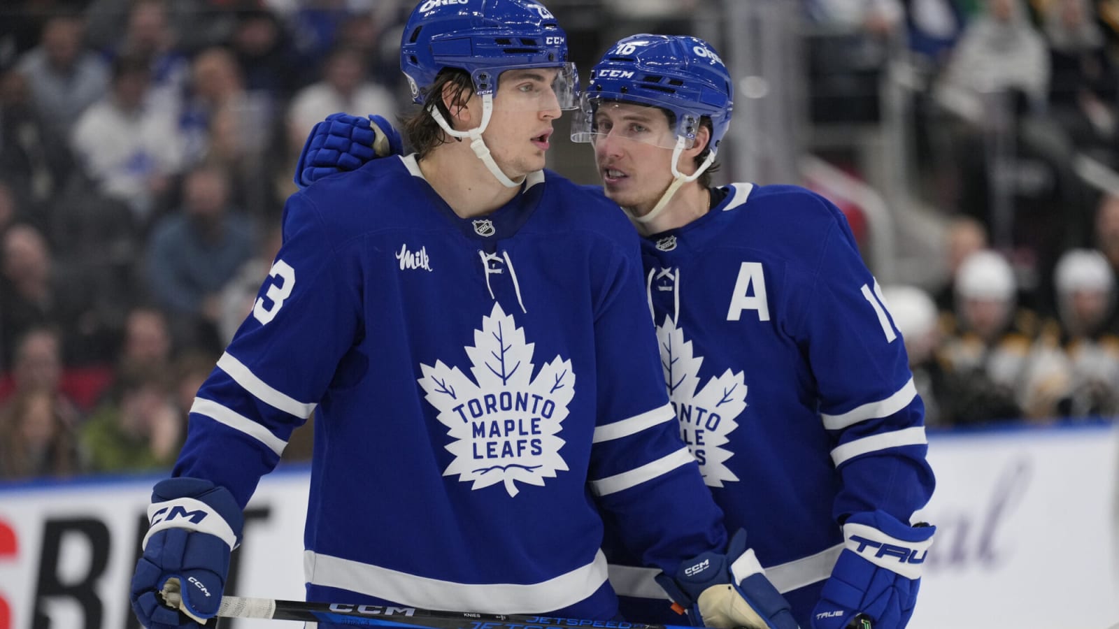 Mitch Marner on why Matthew Knies is an important playoff presence: ‘He’s got a big body’