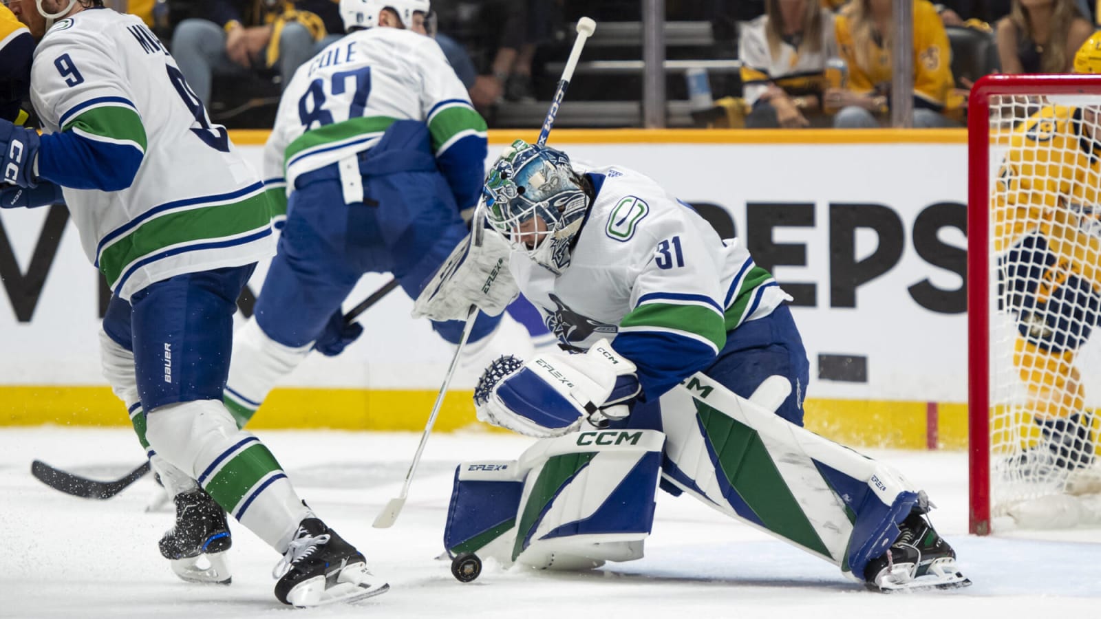  Canucks advance to second round as Arturs Silovs posts shut out in 1-0 win over Nashville