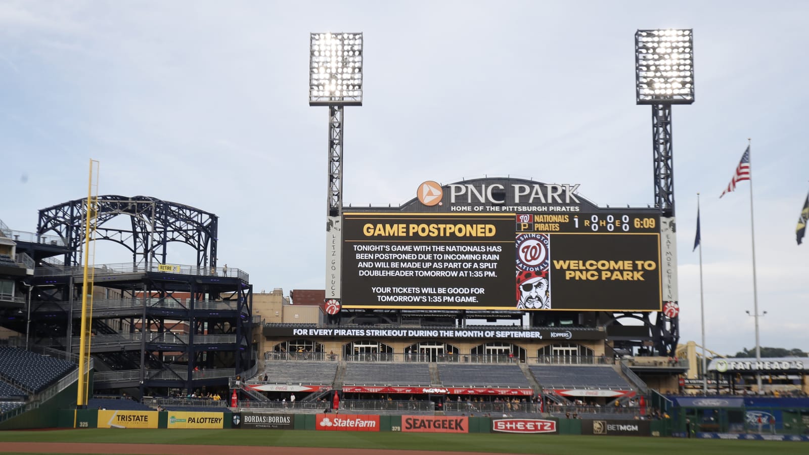 Pirates-Nationals Rained Out, Rescheduled as Saturday Split Doubleheader