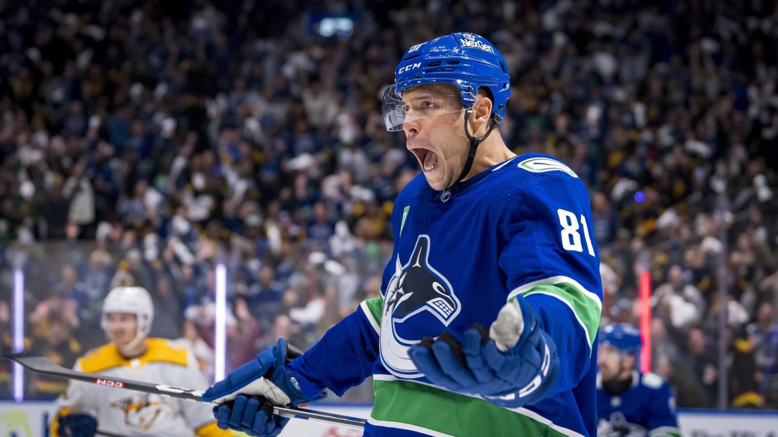 Dakota Joshua gets the first Canucks playoff game puck after two-goal outing in Game 1