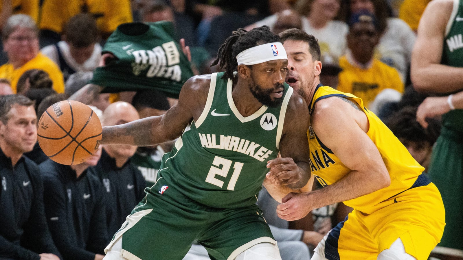 Patrick Beverley launches ball in anger at fan after Pacers eliminate Bucks