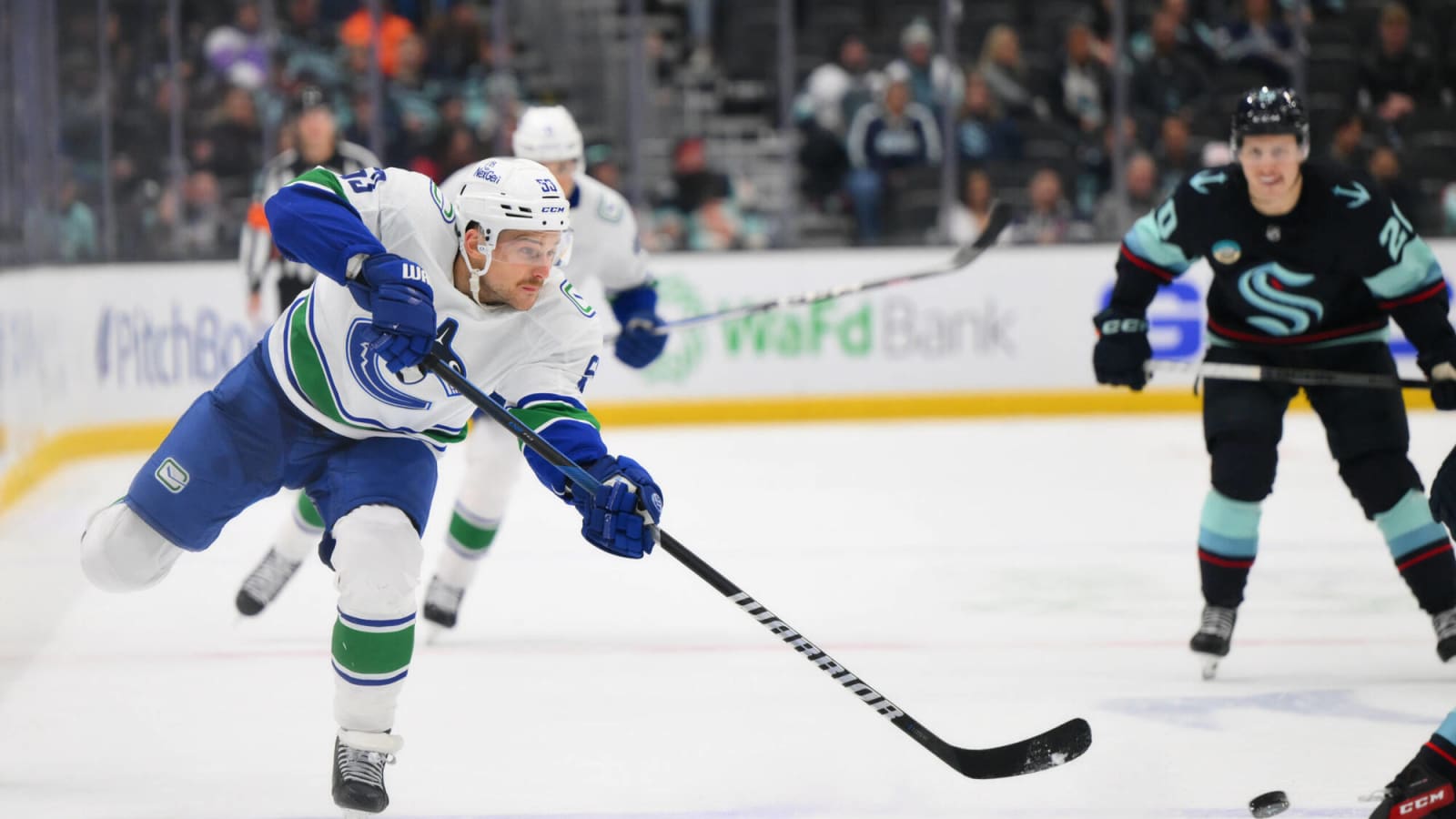 Scenes from morning skate: Bains with Miller and Boeser and a new look power play as Canucks face Kraken