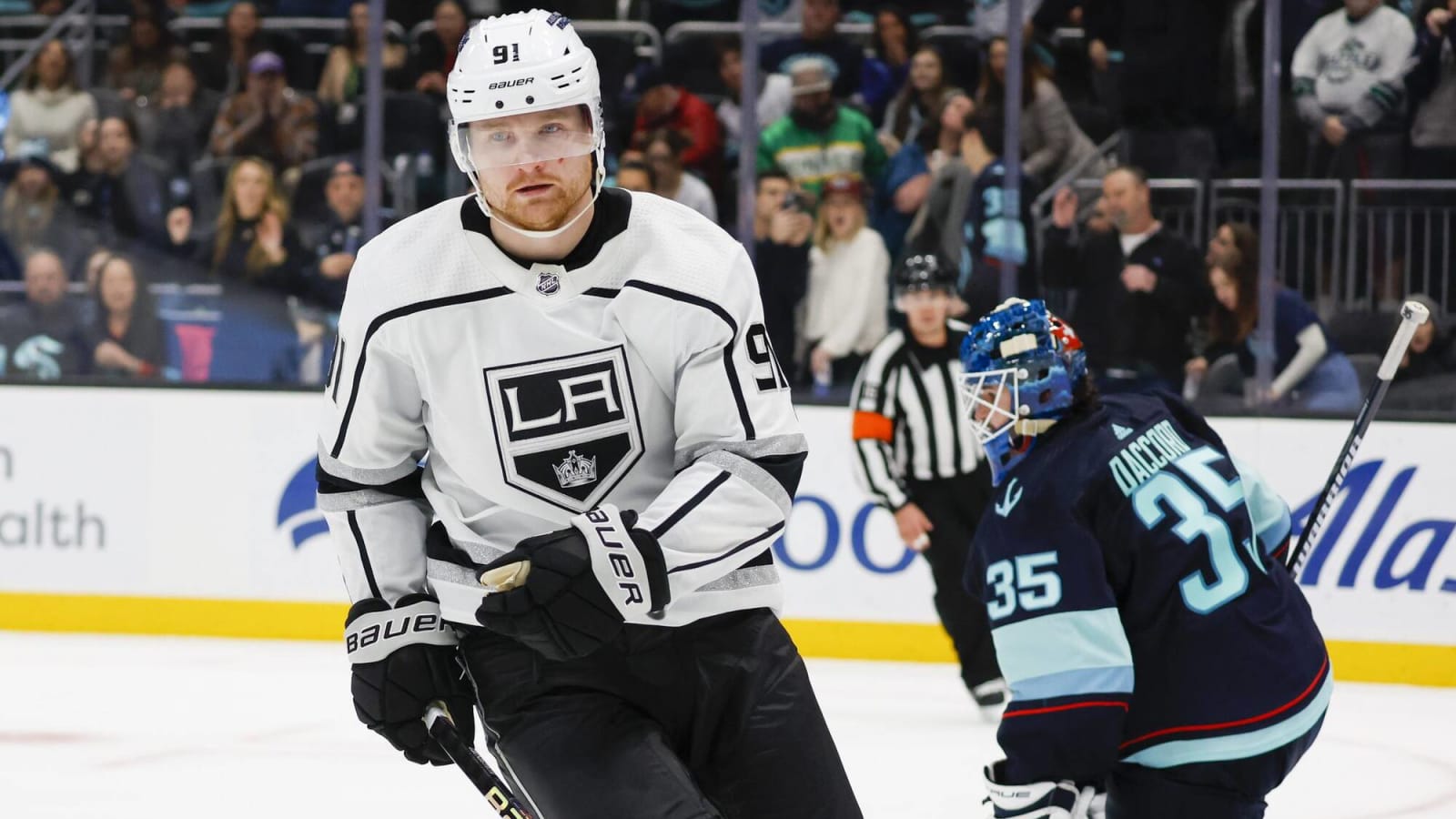 Los Angeles Kings’ Carl Grundstrom will not return to game vs. Sabres due to lower-body injury