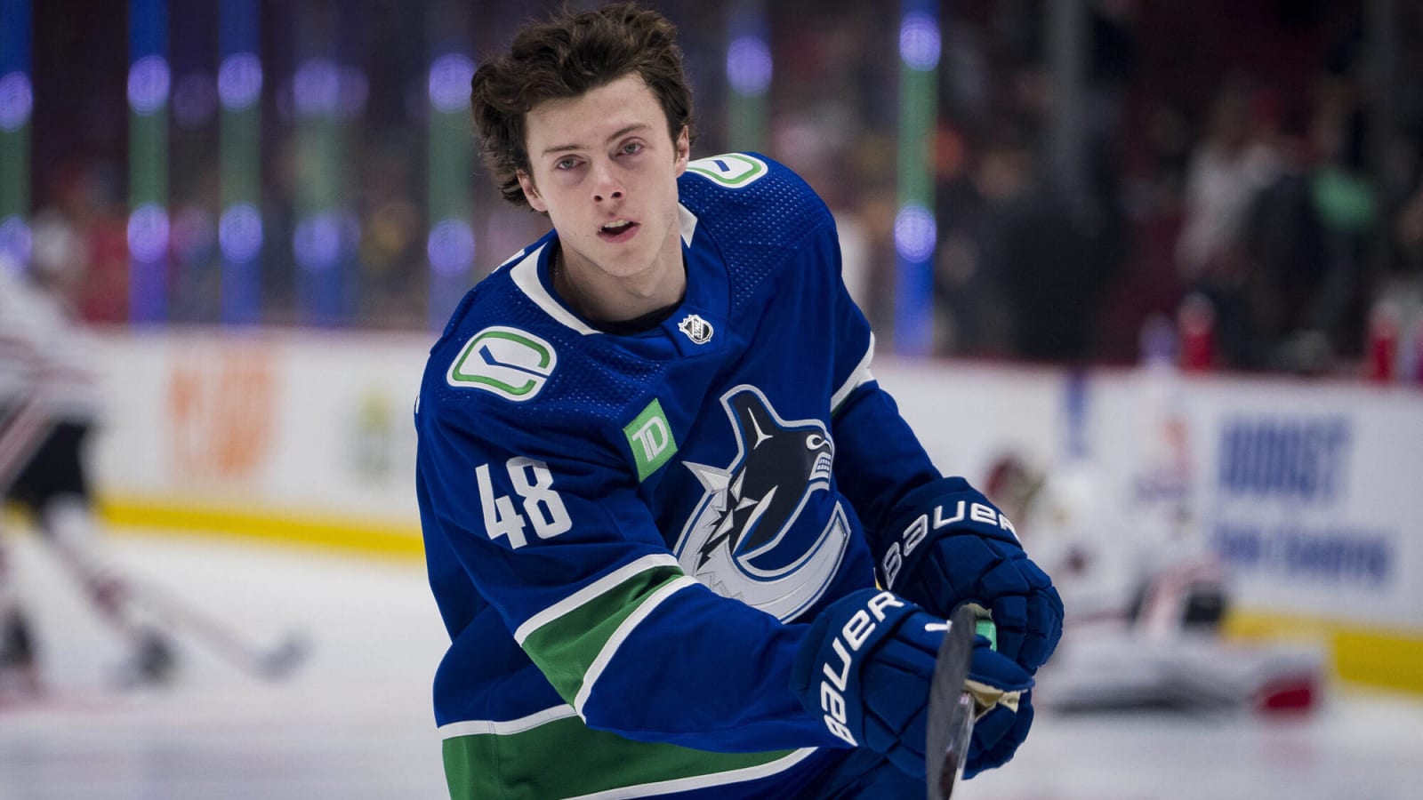 Scenes from Canucks practice: Cole McWard skates with Quinn Hughes on top pairing