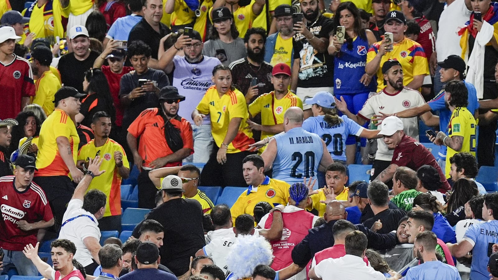 Watch: Darwin Nunez, Uruguay players brawl with Colombia fans