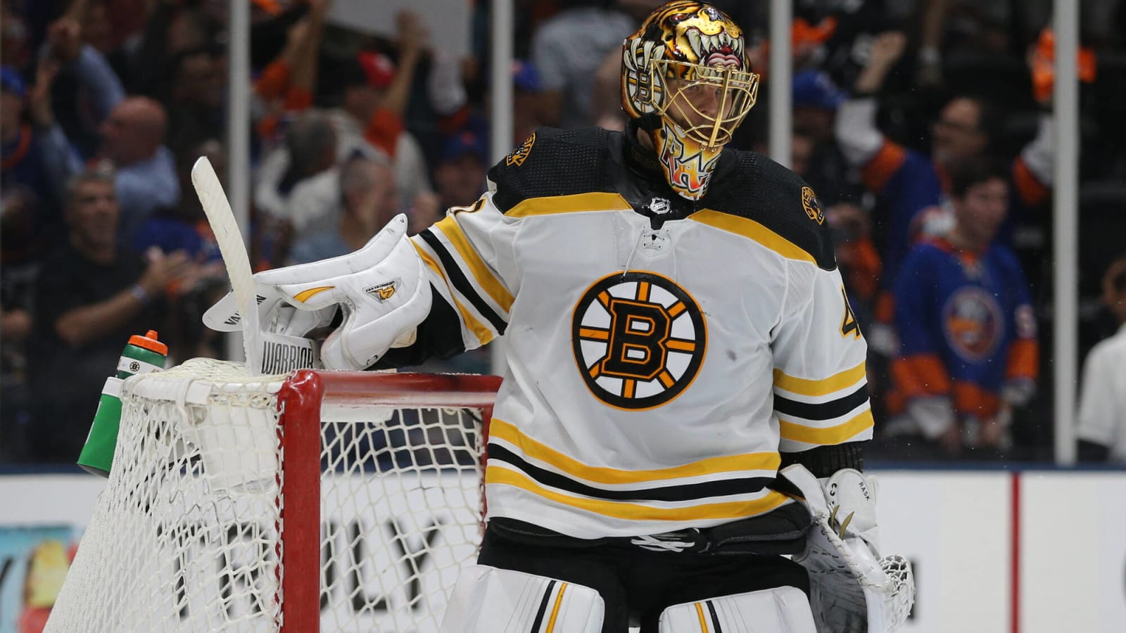 Tuukka Rask makes an appearance at Boston Bruins practice with Jeremy Swayman ill