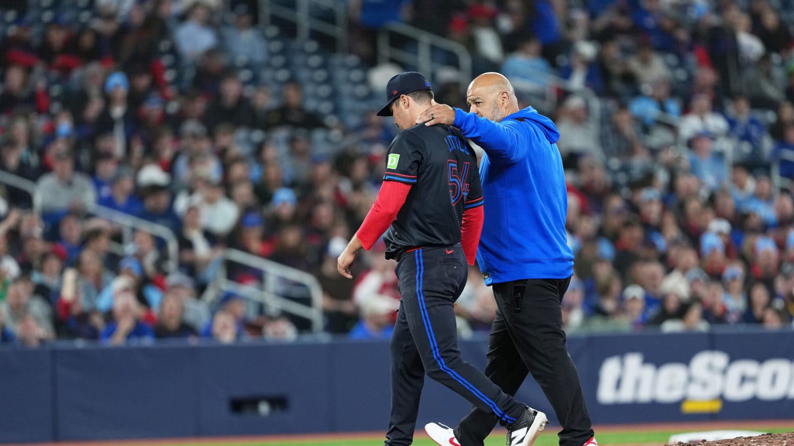 Blue Jays’ Brendon Little left Friday’s game with a lat cramp, could pitch Saturday