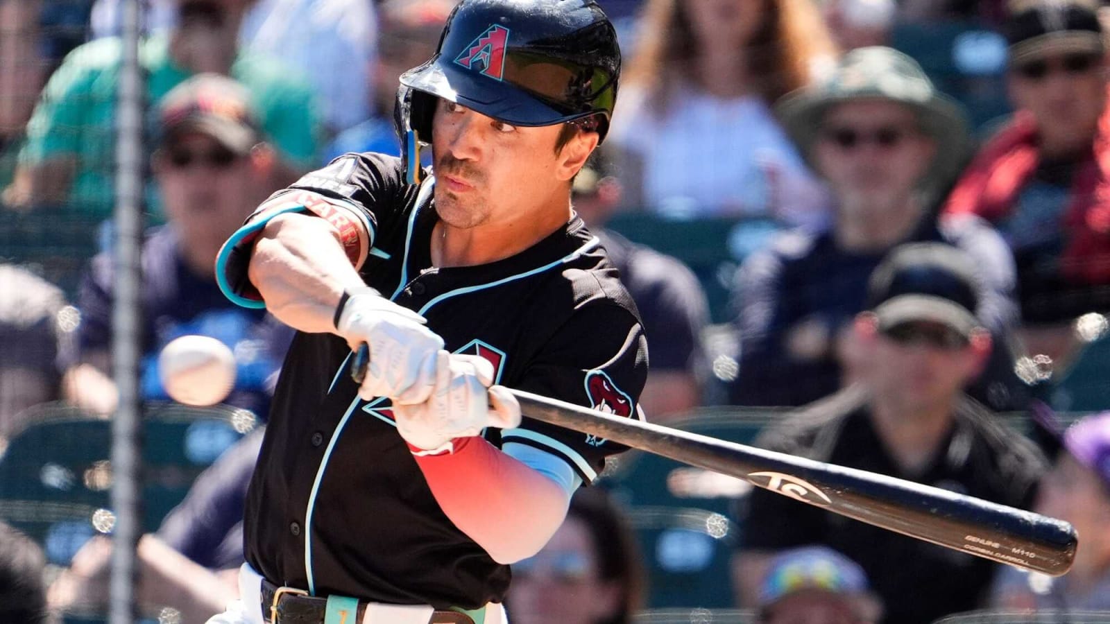 Arizona Diamondbacks outfielder Corbin Carroll strikes out against the Colorado Rockies in 2025