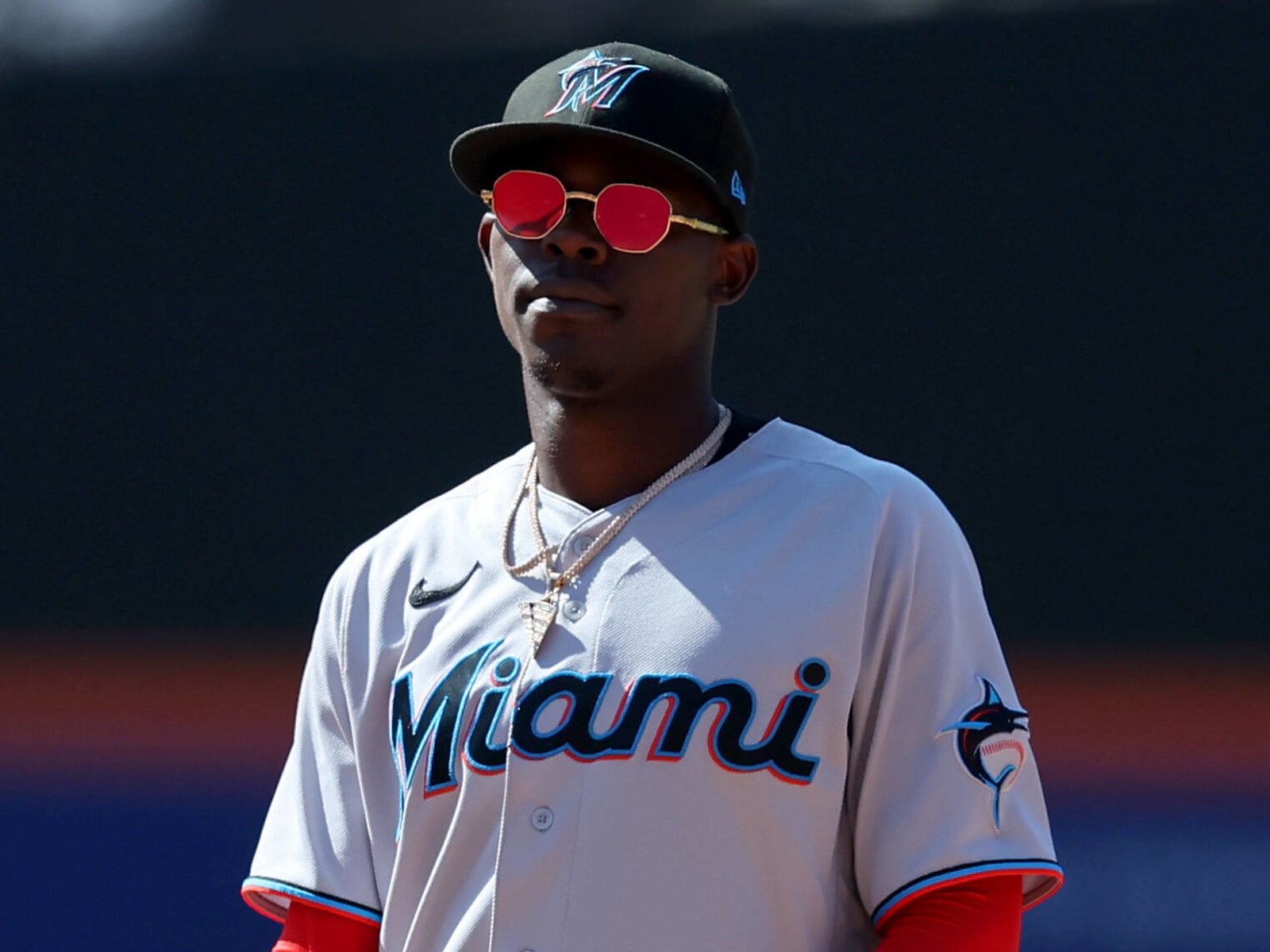 Miami Marlins' Jazz Chisholm Jr. (2) rounds the bases after