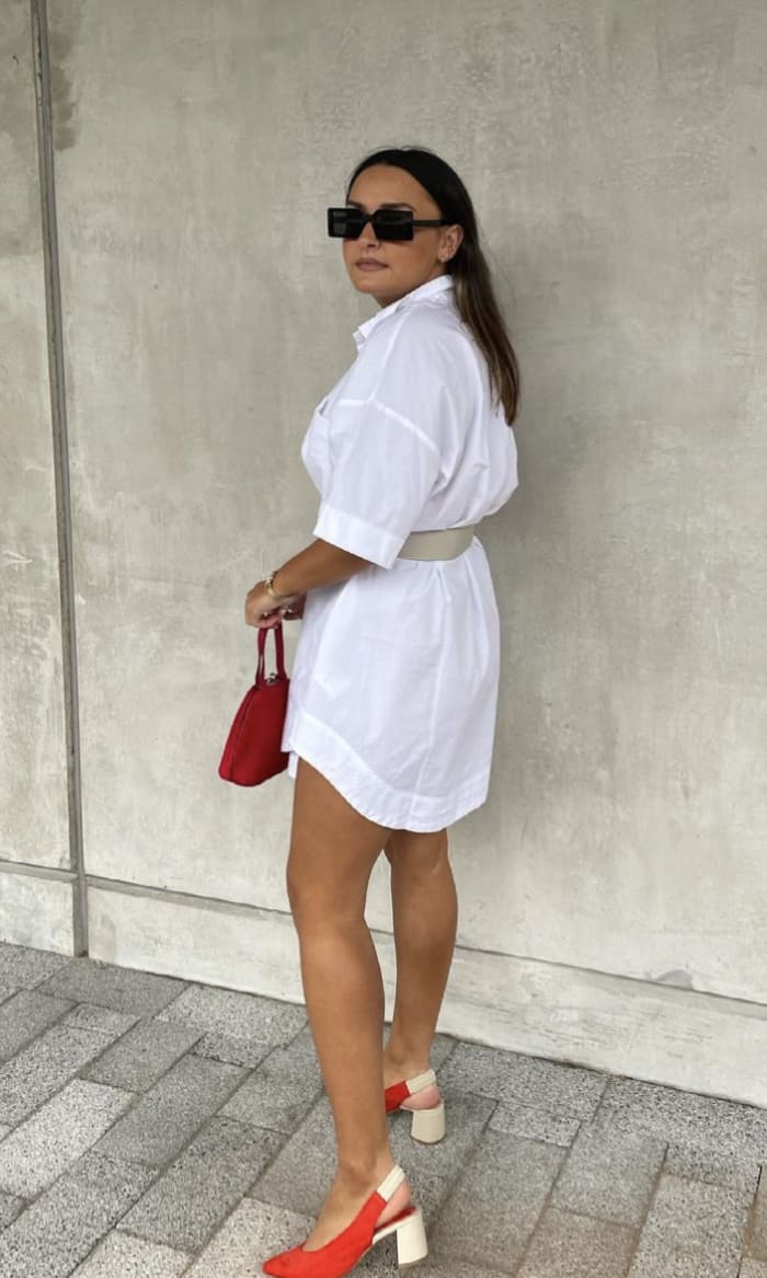 Turn an oversized top into a dress