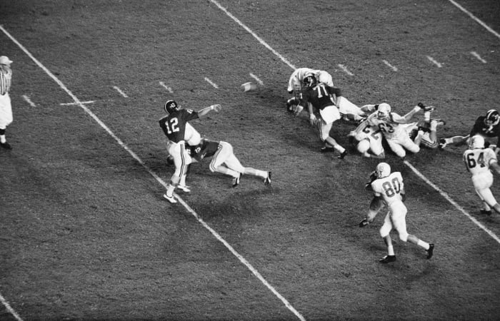 Jan. 1, 1965 – First prime time night game, Texas upsets Alabama
