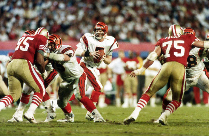 Super Bowl XXIII: Joe Montana, San Francisco 49ers, and Boomer Esiason, Cincinnati Bengals