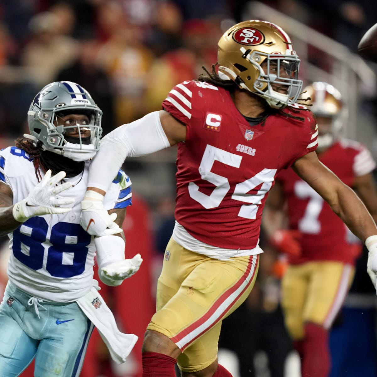 Fred Warner rocks Giants jersey, hat to 49ers' preseason game – NBC Sports  Bay Area & California