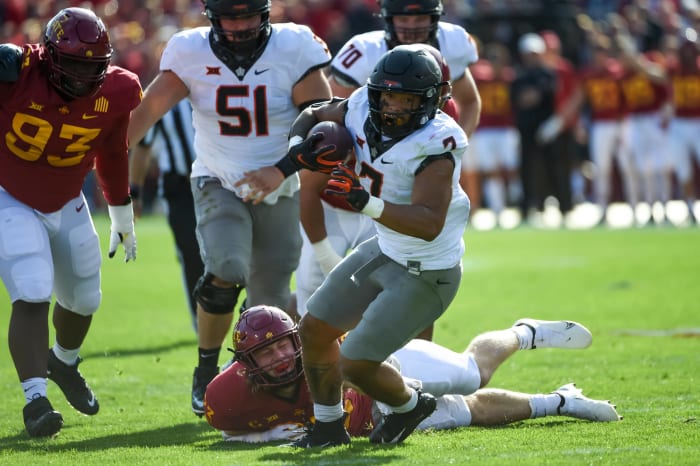 Kansas (1-6, 0-4 in Big 12) at No. 15 Oklahoma State (6-1, 3-1 in Big 12), 7 p.m., Saturday, FS1