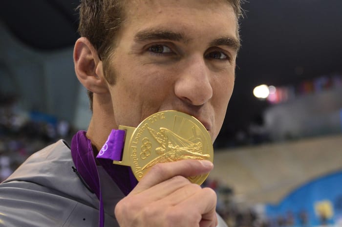 2012: 18-time Olympic gold-medal U.S. swimmer Michael Phelps