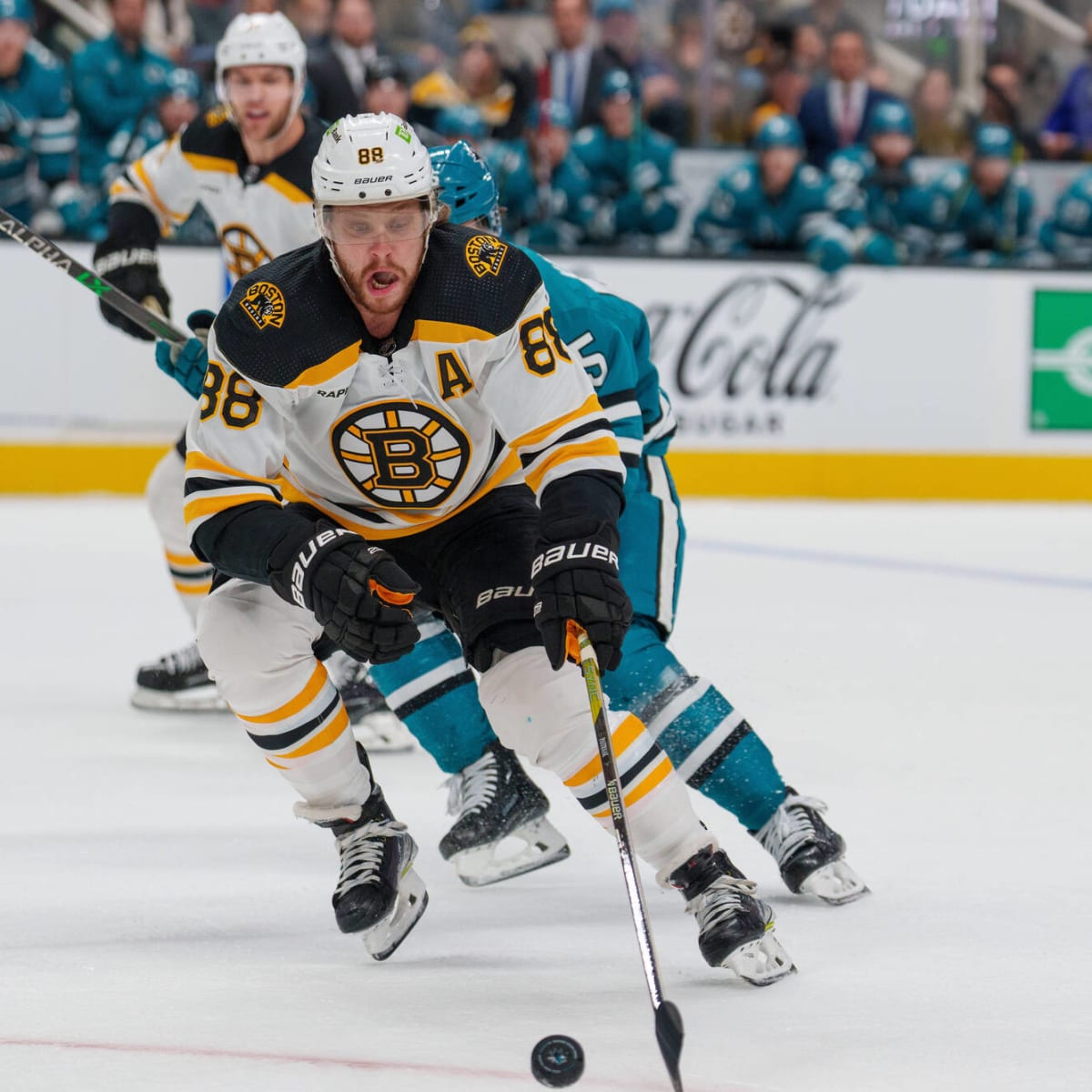 David Pastrnak, Boston Bruins beat San Jose Sharks at SAP Center