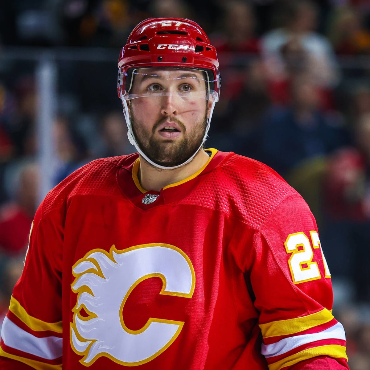 Denver, Colorado, USA. 15th Apr, 2019. Calgary Flames left wing