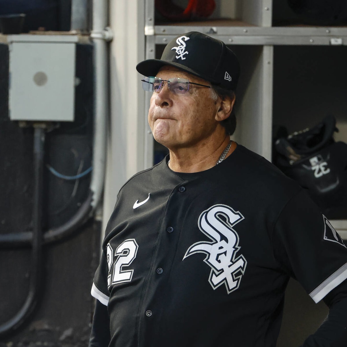 Chicago White Sox manager Tony La Russa looks out of the dugout