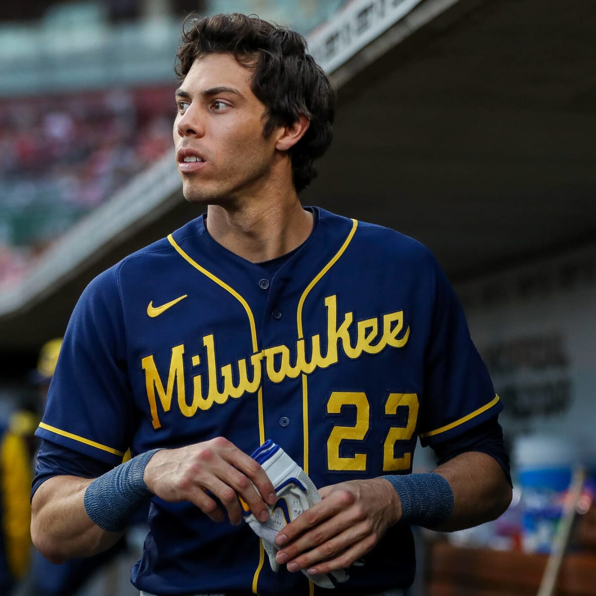 Christian Yelich 05/31/21 Game-Used Memorial Day Jersey