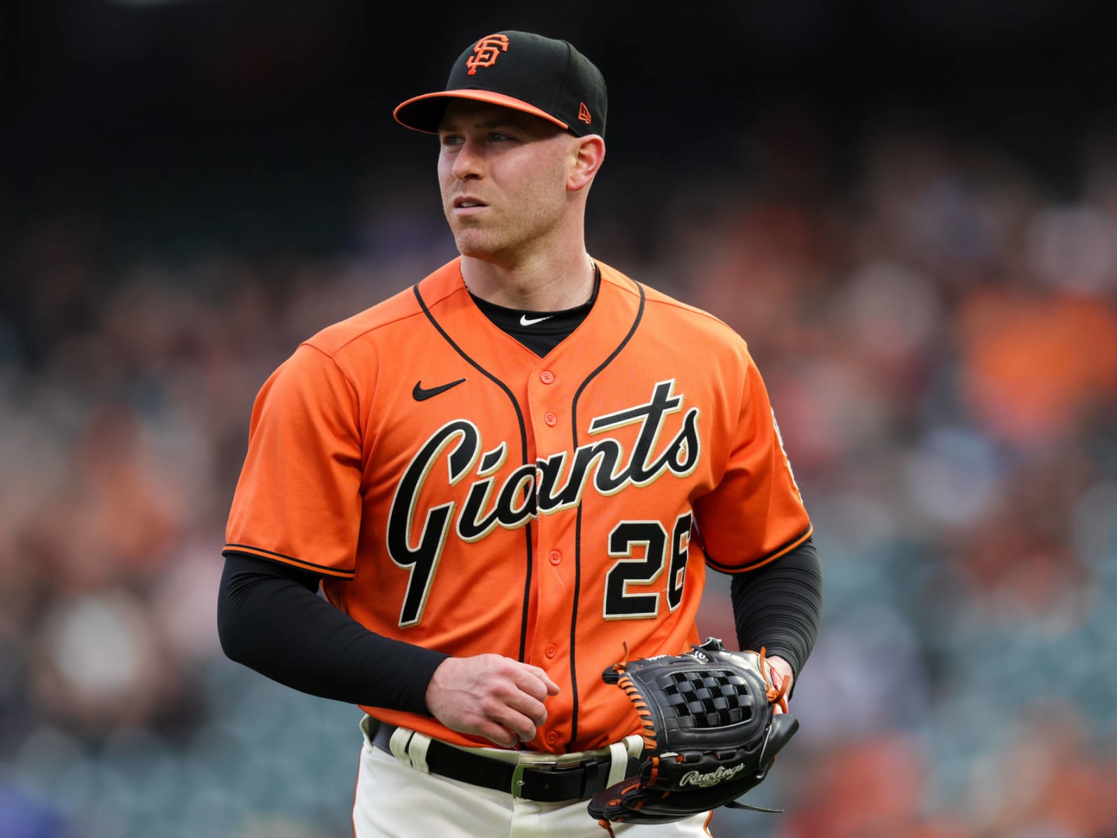 Logan Webb San Francisco Giants Unsigned Pitching in Orange Jersey  Photograph