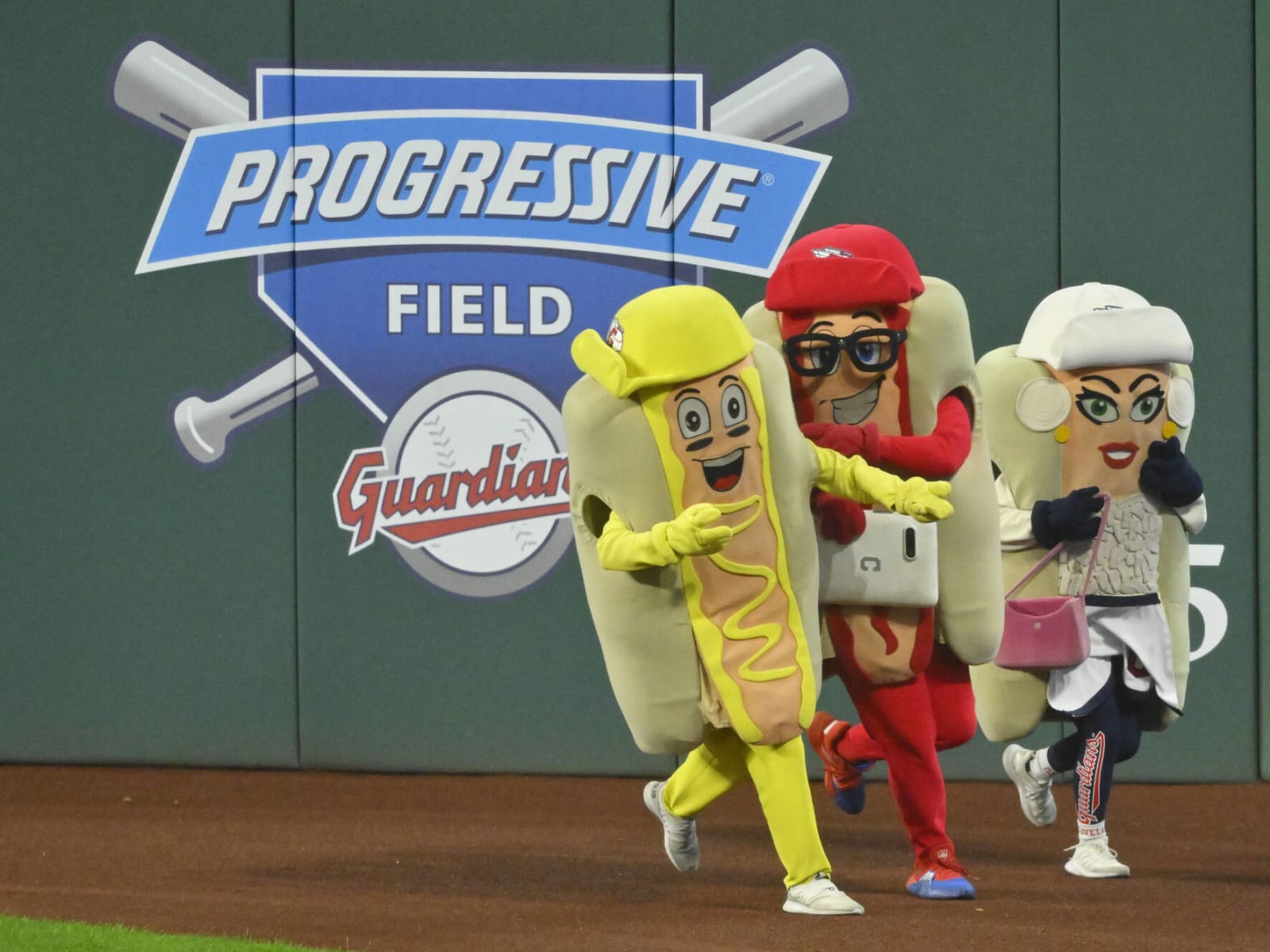 Hot dog mascot with mustard