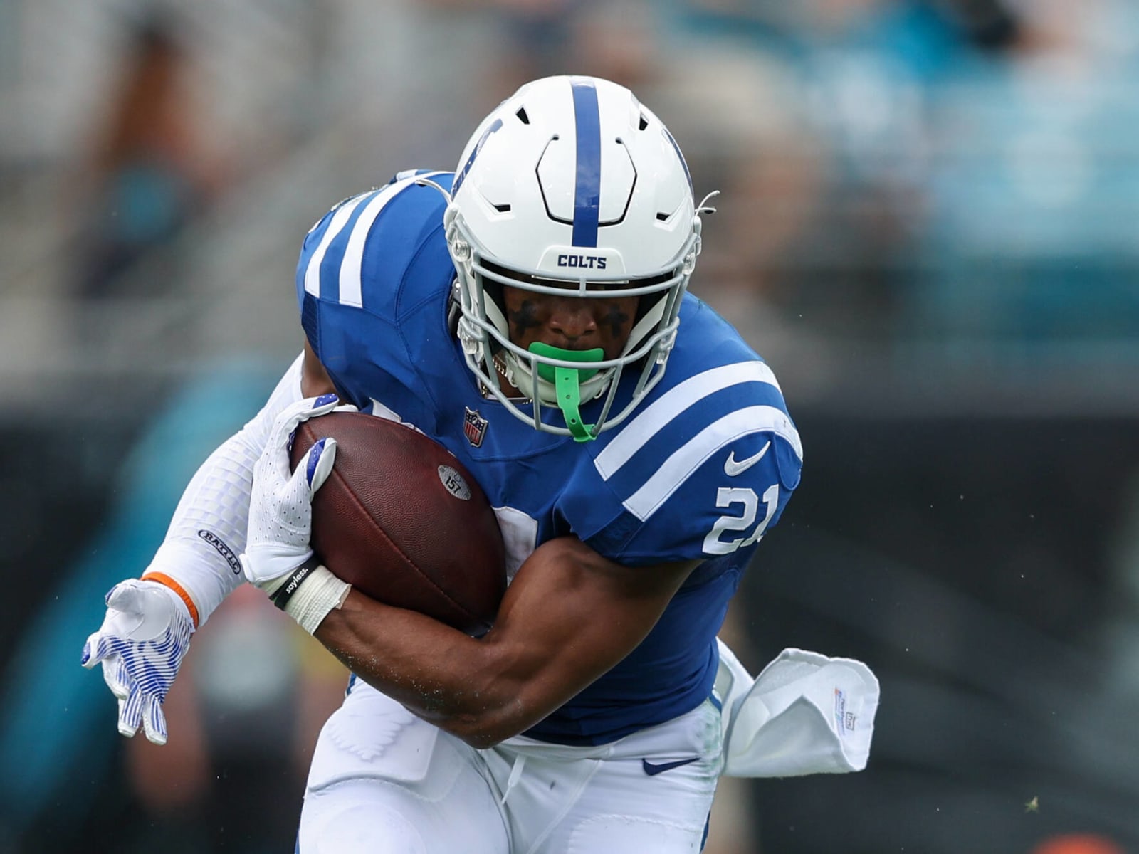 Colts' Nyheim Hines exits Thursday night's game after hard hit