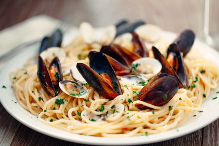 Mussels and clams