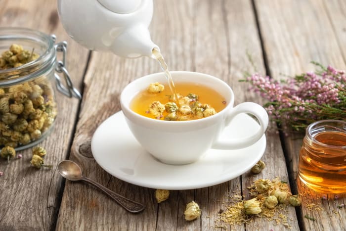 Sip chamomile tea to unwind and induce sleep