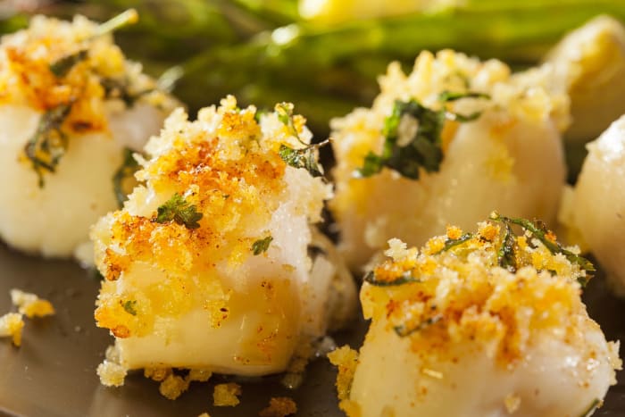 Crispy baked scallops