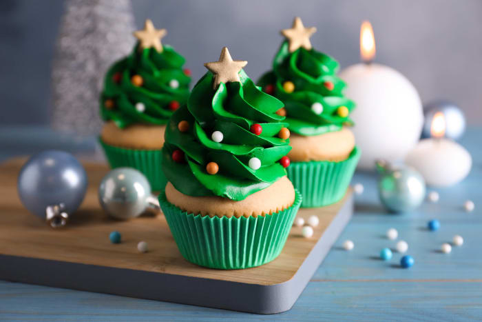 Christmas tree cupcakes