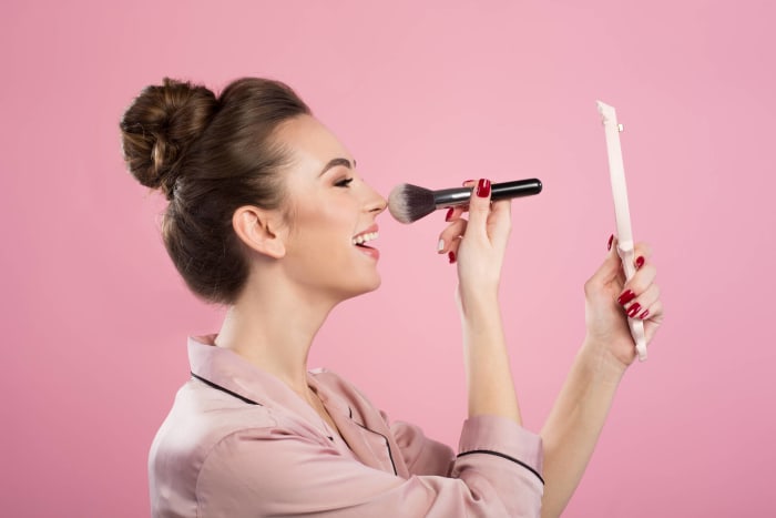 Take blush across your nose
