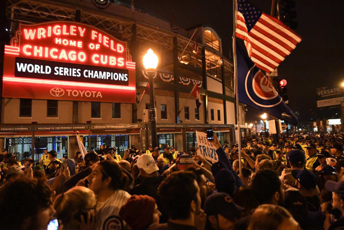 The Chicago Cubs win the World Series