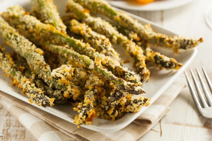 Panko-crusted asparagus