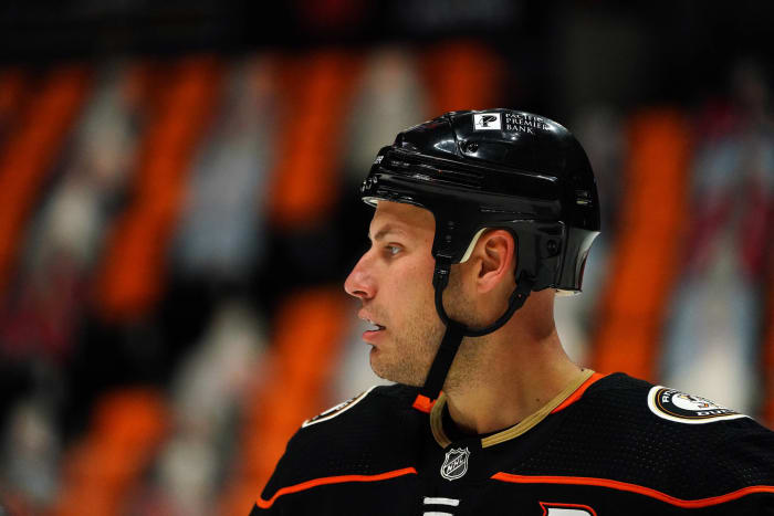 Rickard Rakell and Ryan Getzlaf with the Ducks