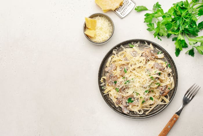 Spring vegetable alfredo