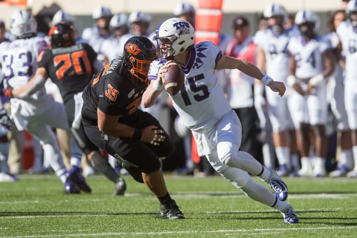 No. 8 Oklahoma State (5-0, 2-0 in Big 12) at No. 13 TCU (5-0, 2-0 in Big 12), 3:30 p.m., Saturday, ABC