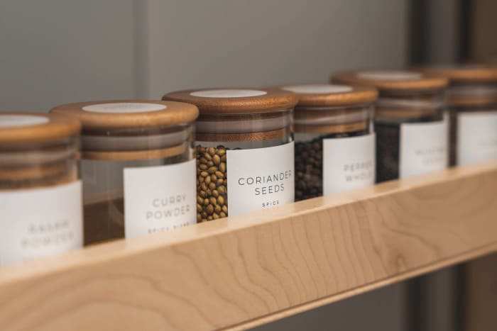 Use similarly sized containers to store pantry essentials