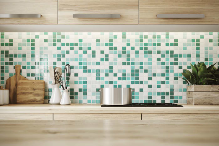 Add a faux backsplash with stick-on tiles