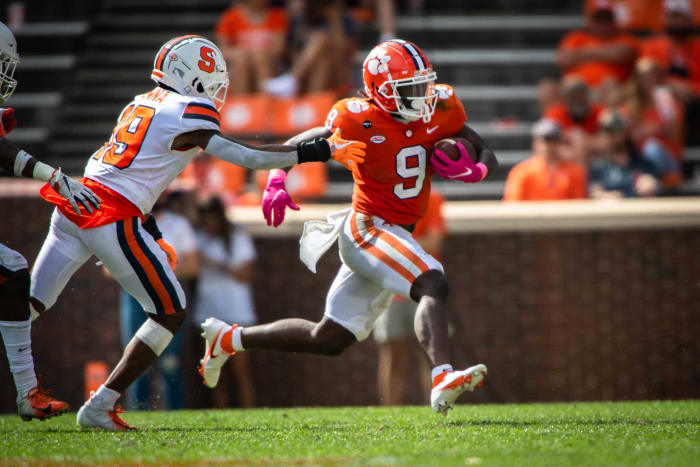 New York Jets (via Seahawks): Travis Etienne, RB, Clemson