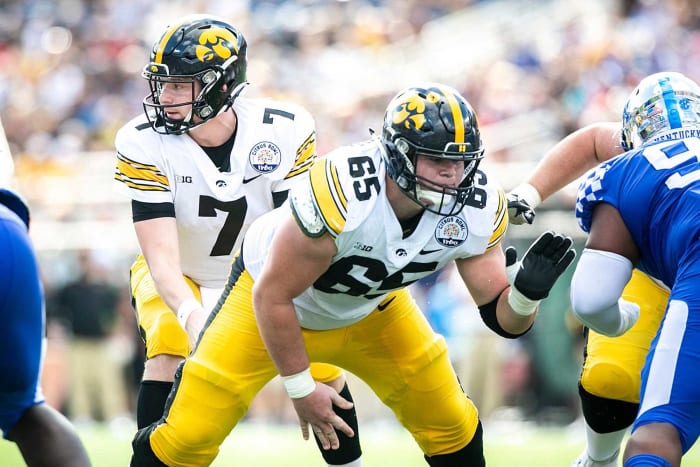 NFL first-round mock draft: Post Super Bowl version 28 Miami Dolphins (via 49ers): Tyler Linderbaum, C, Iowa