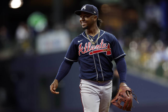 Bally Sports: Braves on X: Ozzie Albies exits tonight's game after  suffering an apparent injury on this swing.  / X