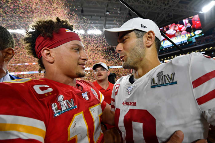 Super Bowl LIV: Patrick Mahomes, Kansas City Chiefs, and Jimmy Garoppolo, San Francisco 49ers