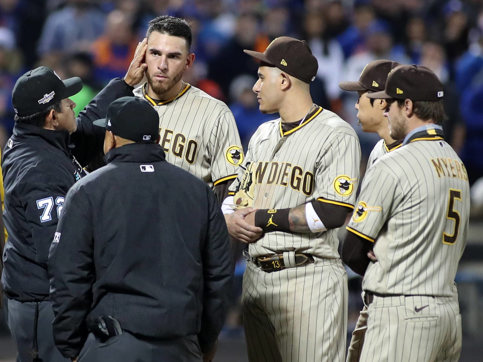 Padres' Joe Musgrove has ears checked by umps for foreign substance – NBC  Sports Boston