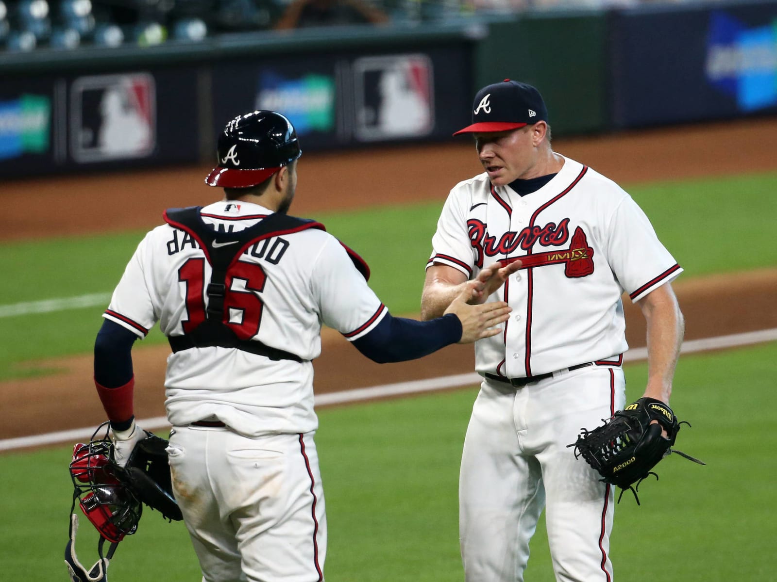 Braves pitcher Mark Melancon casually catching this Ozzie Albies bomb  mid-bullpen warm-up is your highlight of the night, This is the Loop