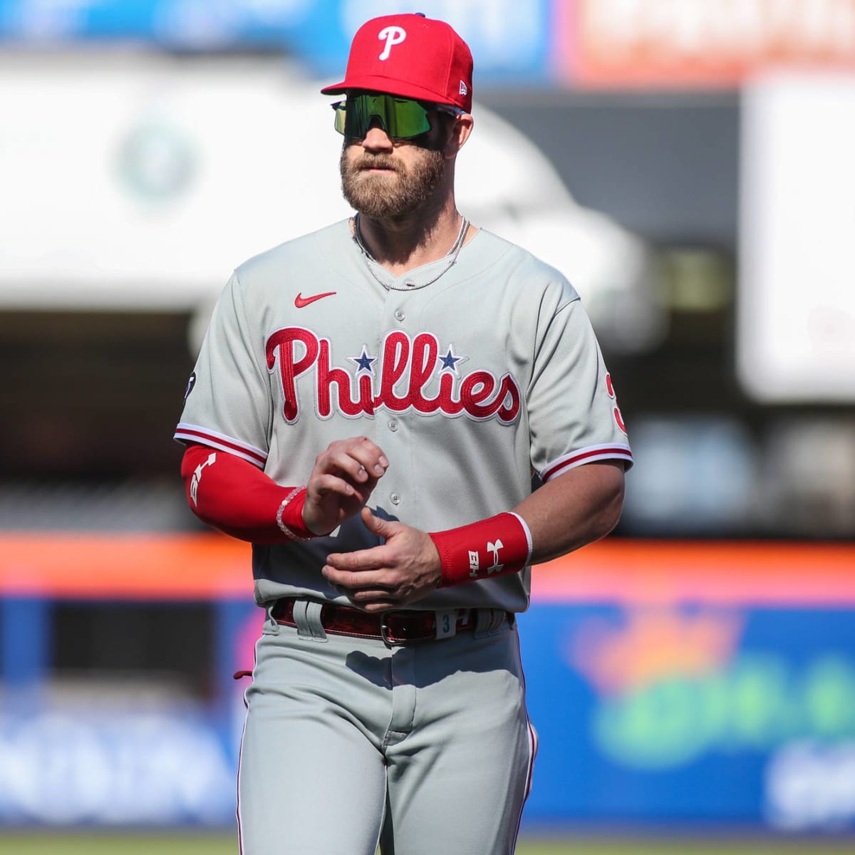 Bryce Harper exits after being hit in face by pitch