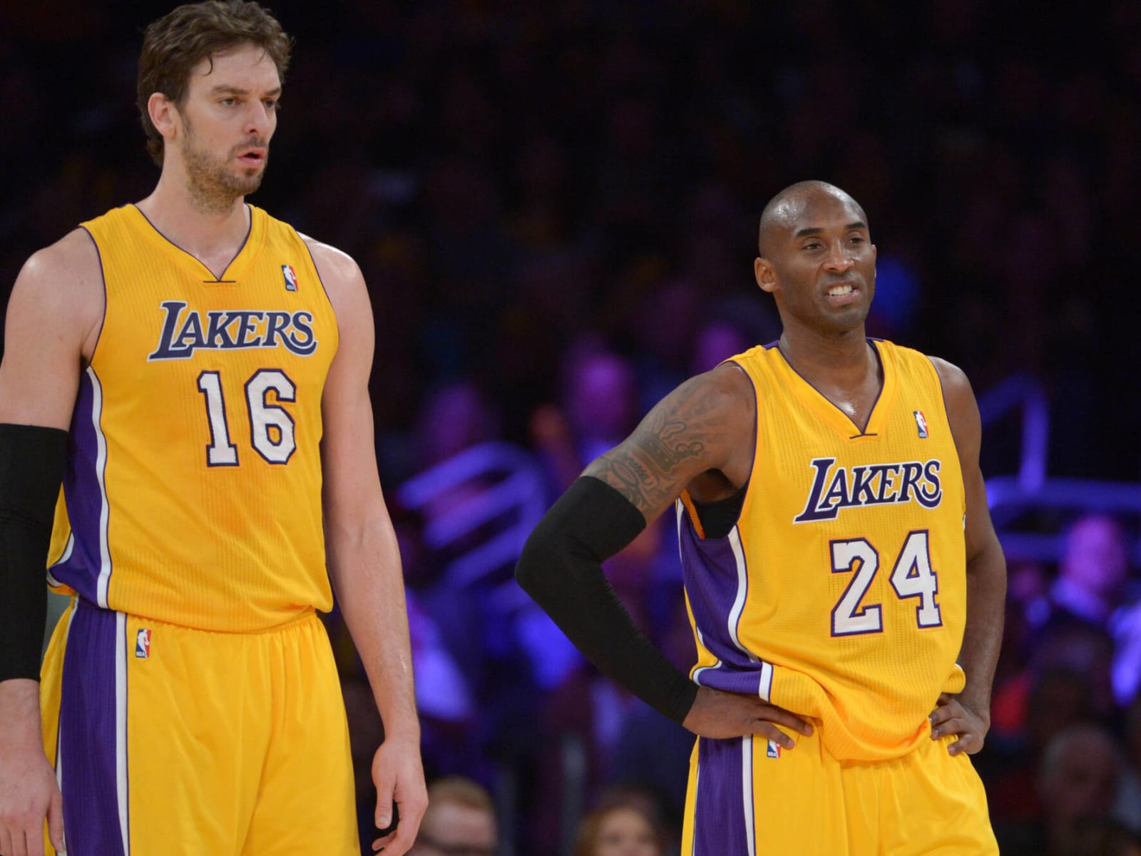 Pau Gasol gets emotional as Lakers retire his No. 16 jersey; Vanessa Bryant  speaks at ceremony