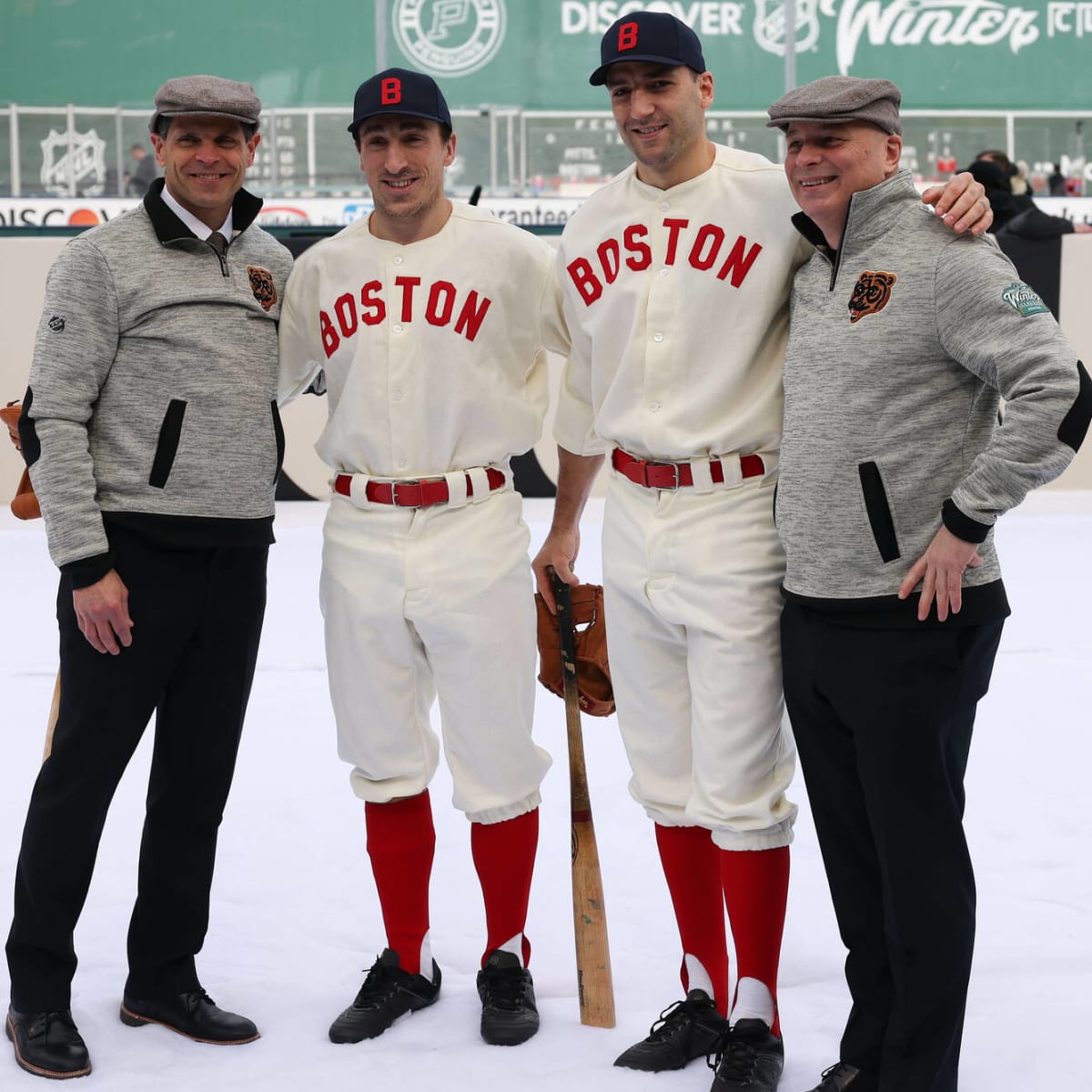 Bruins arrive at Fenway Park Winter Classic in Red Sox uniforms